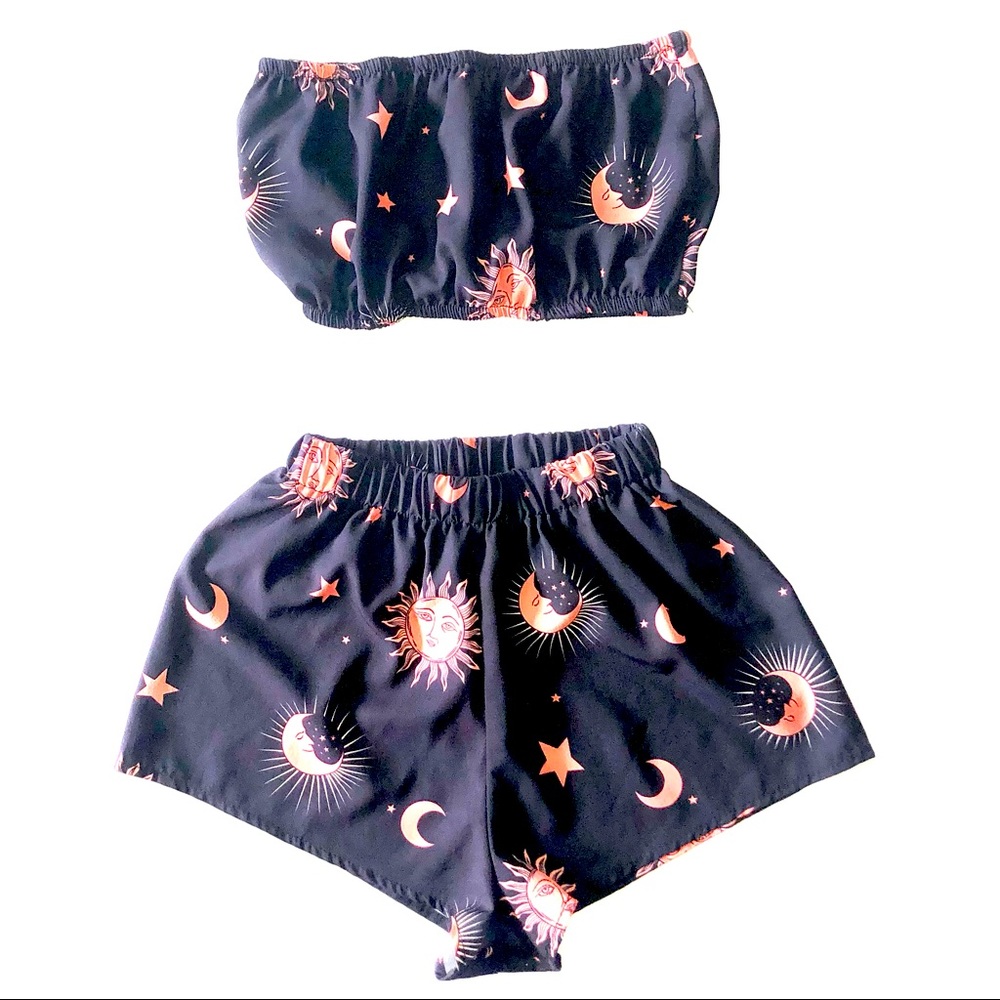 Celestial bandeau crop top and shorts set size XS
